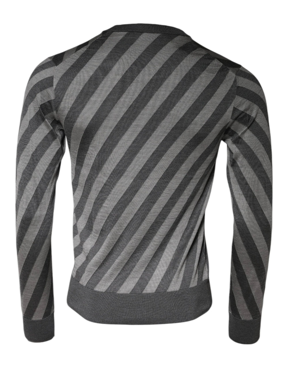 Dolce & Gabbana Gray Stripes Long Sleeve Round Neck Pullover Sweater - IT46 | S - Sweaters