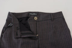Dolce & Gabbana Gray Stripes Wool Tapered Women Pants - IT38|XS - Trousers
