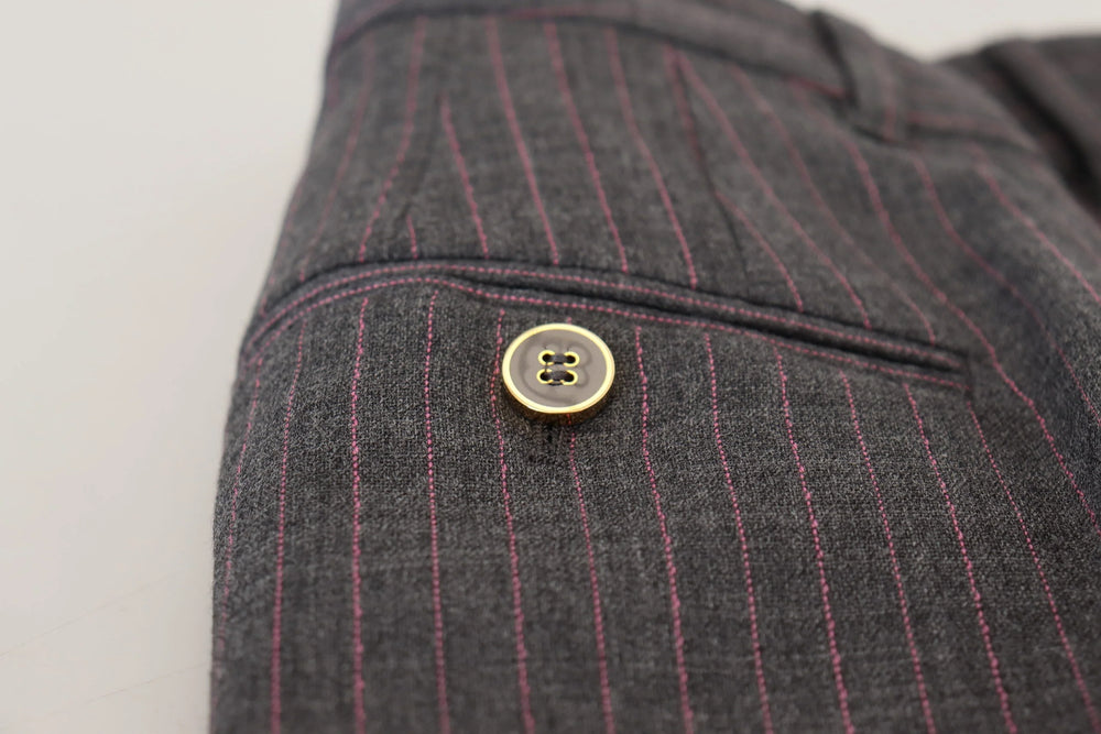 Dolce & Gabbana Gray Stripes Wool Tapered Women Pants - IT38|XS - Trousers