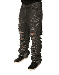 Dolce & Gabbana Gray Tattered Cotton Straight Men Denim Jeans - Jeans