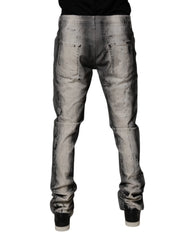Dolce & Gabbana Gray Tie Dye Cotton Skinny Men Denim Jeans - IT48 | M - Jeans