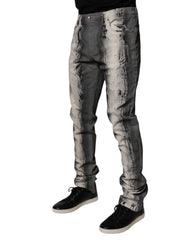 Dolce & Gabbana Gray Tie Dye Cotton Skinny Men Denim Jeans - IT48 | M - Jeans