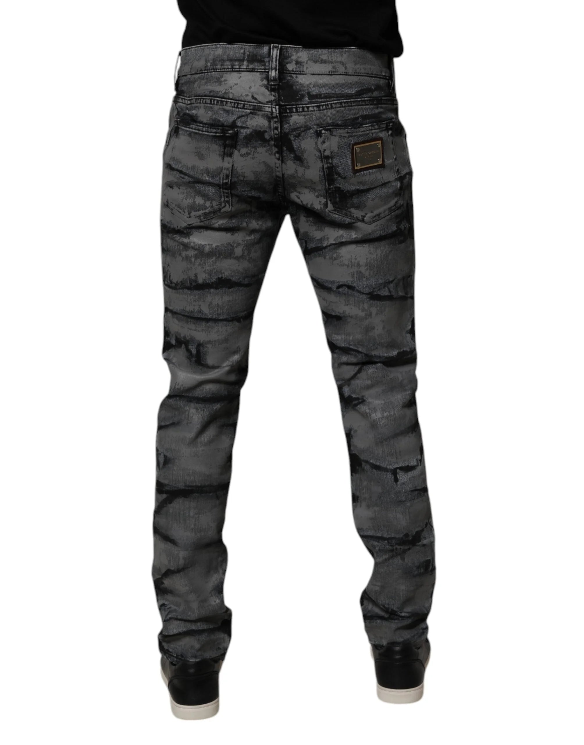 Dolce & Gabbana Gray Tie Dye Cotton Skinny Men Denim Jeans - IT48 | M - Jeans