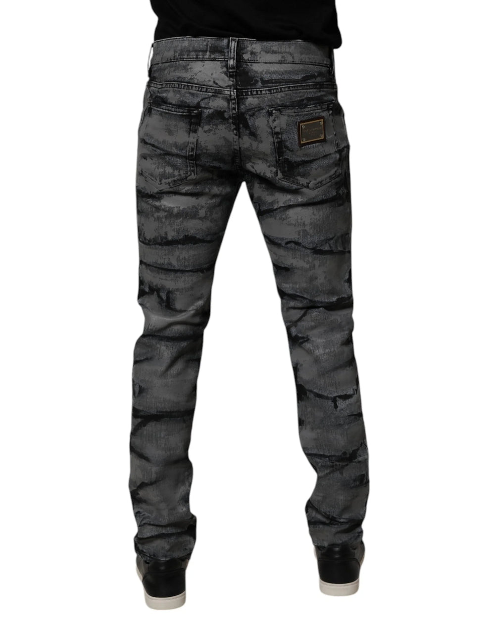 Dolce & Gabbana Gray Tie Dye Cotton Skinny Men Denim Jeans - IT48 | M - Jeans