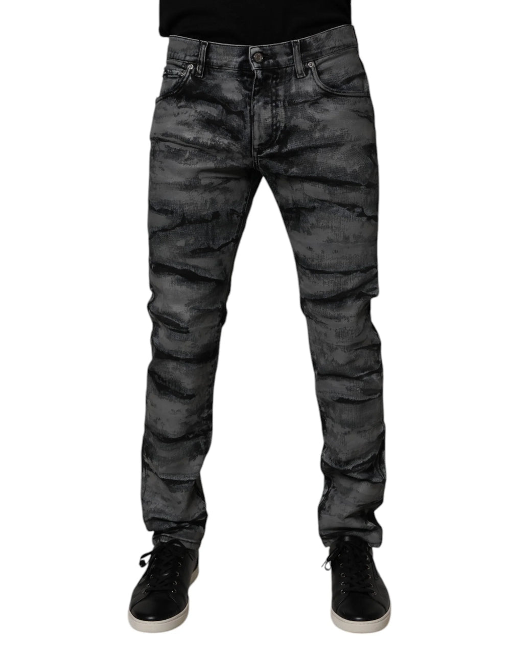Dolce & Gabbana Gray Tie Dye Cotton Skinny Men Denim Jeans - IT48 | M - Jeans
