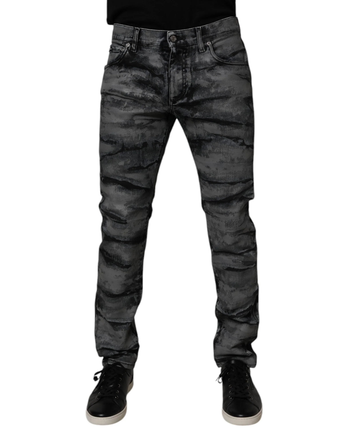 Dolce & Gabbana Gray Tie Dye Cotton Skinny Men Denim Jeans - IT48 | M - Jeans