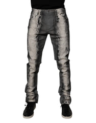 Dolce & Gabbana Gray Tie Dye Cotton Skinny Men Denim Jeans - IT48 | M - Jeans