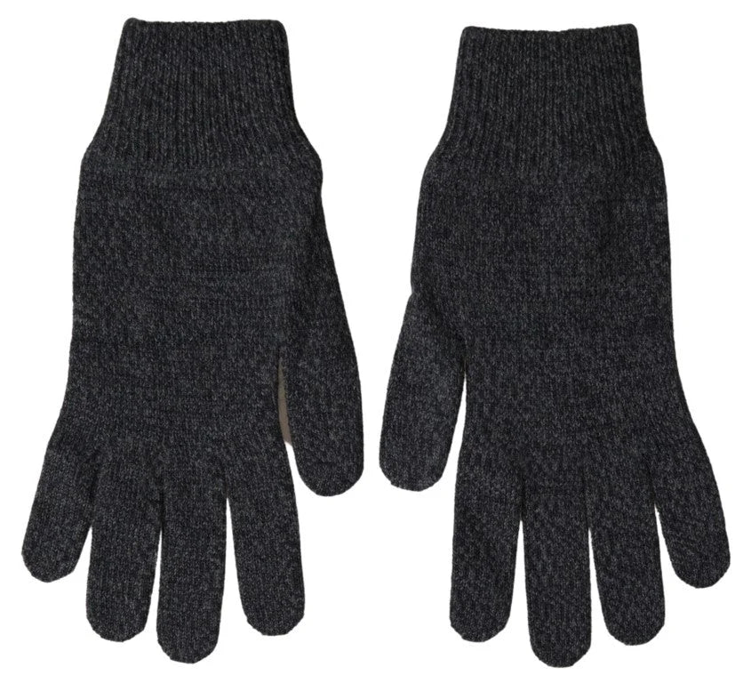 Dolce & Gabbana Gray Virgin Wool Knit Hands Mitten Men Gloves - Gloves & Mittens