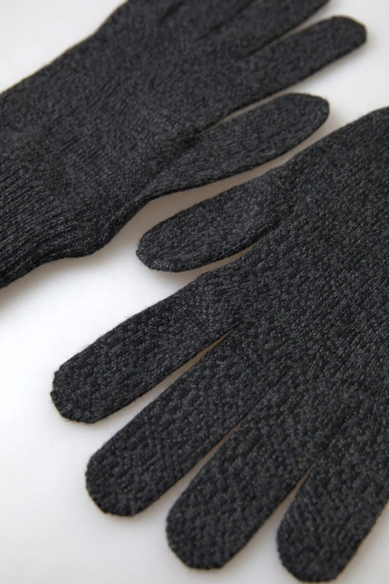Dolce & Gabbana Gray Virgin Wool Knit Hands Mitten Men Gloves - Gloves & Mittens
