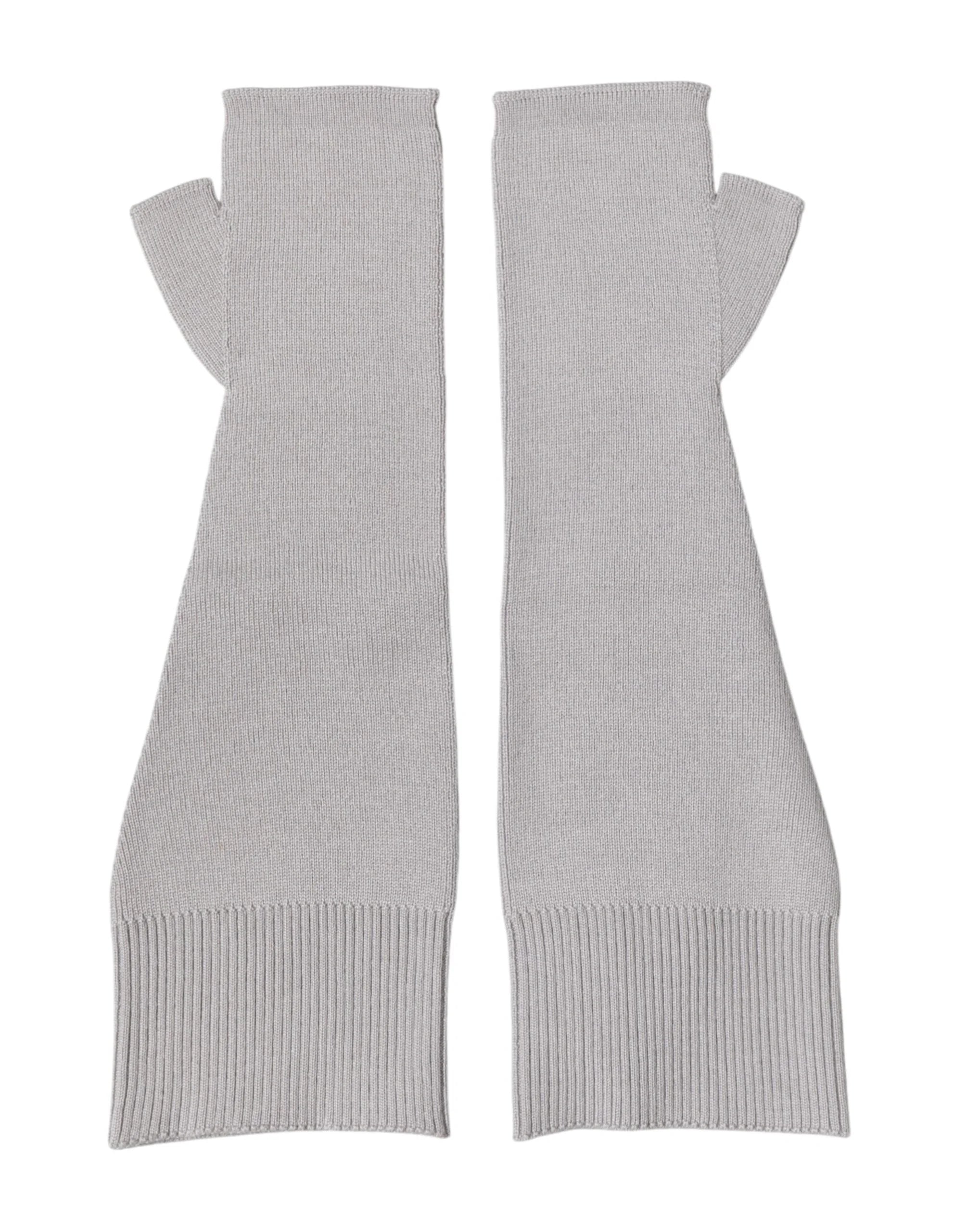 Dolce & Gabbana Gray Virgin Wool Knitted Fingerless Men Gloves