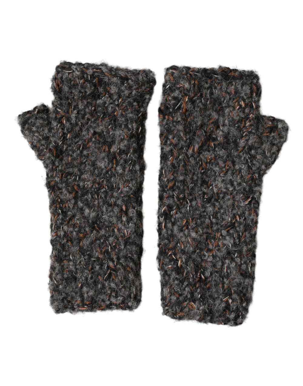 Dolce & Gabbana Gray Virgin Wool Knitted Fingerless Men Gloves - 9|M