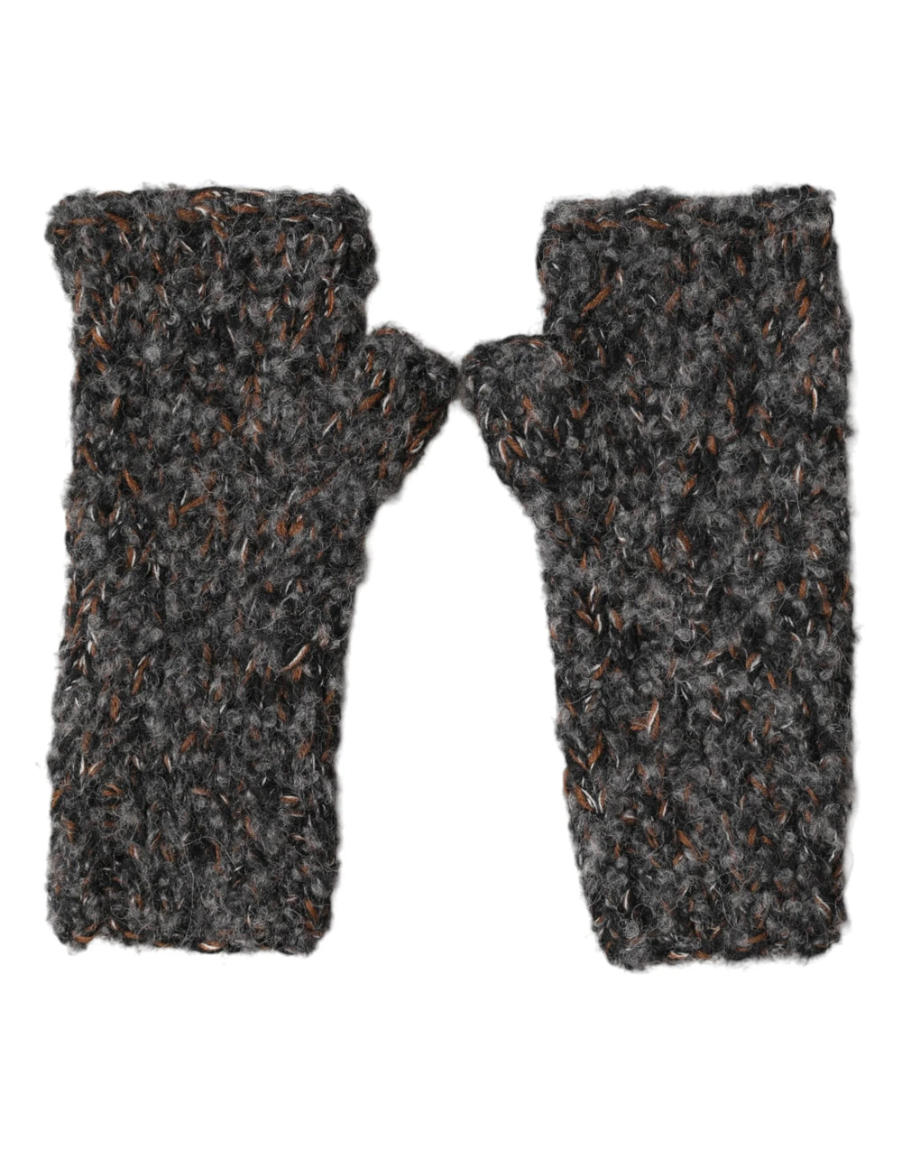 Dolce & Gabbana Gray Virgin Wool Knitted Fingerless Men Gloves - 9|M