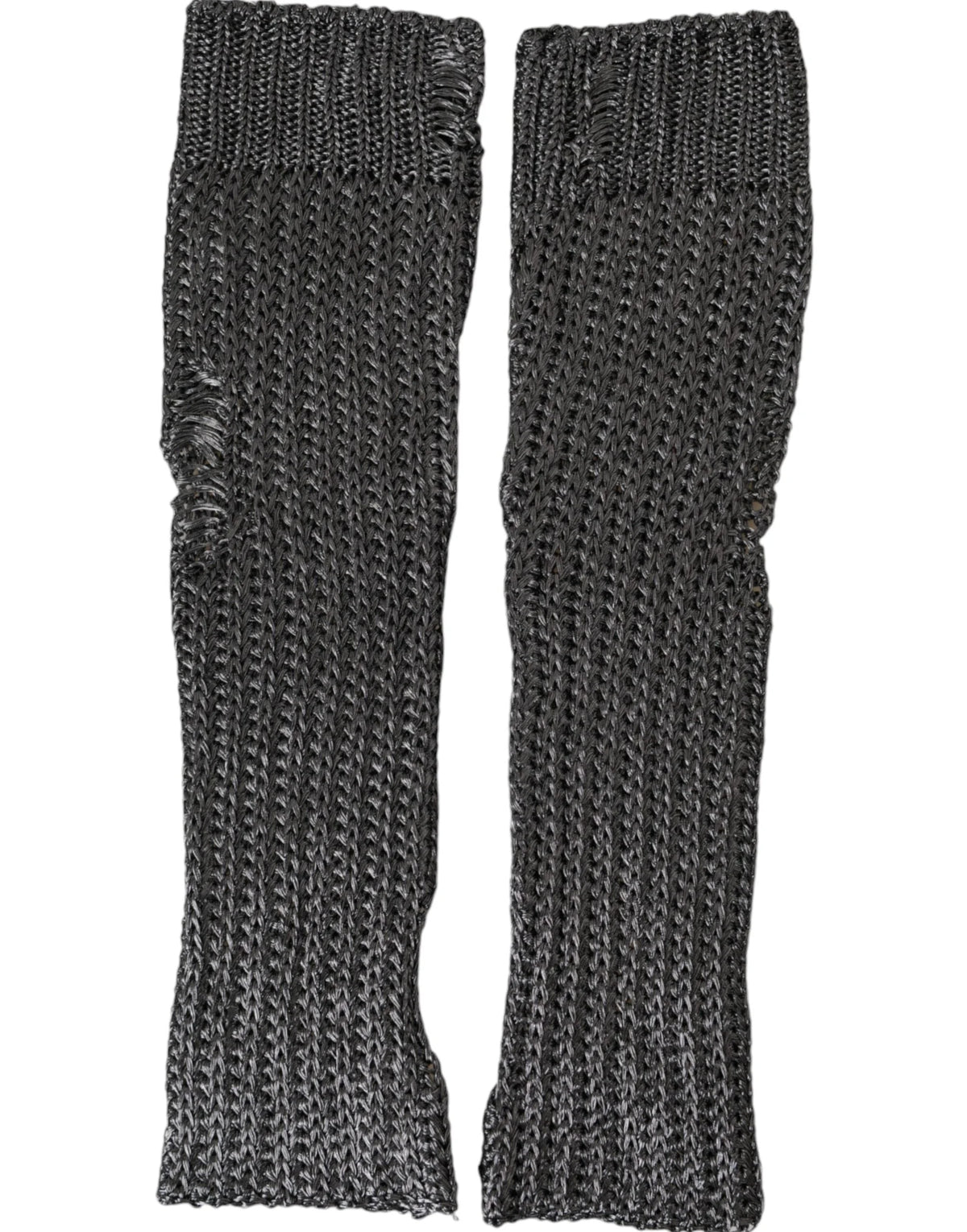 Dolce & Gabbana Gray Viscose Knitted Finger Less Gloves - 7.5|S - Gloves & Mittens