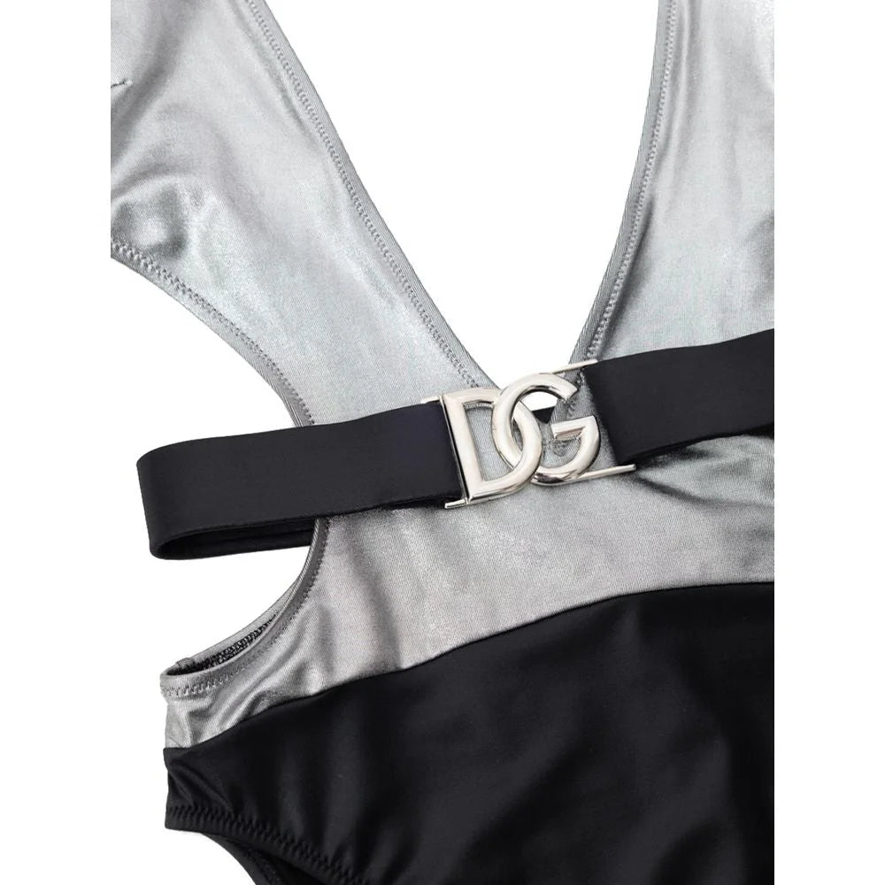 Dolce & Gabbana Gray Viscose One-Piece Swimsuit - IT2 | S - One-Piece Swimsuits