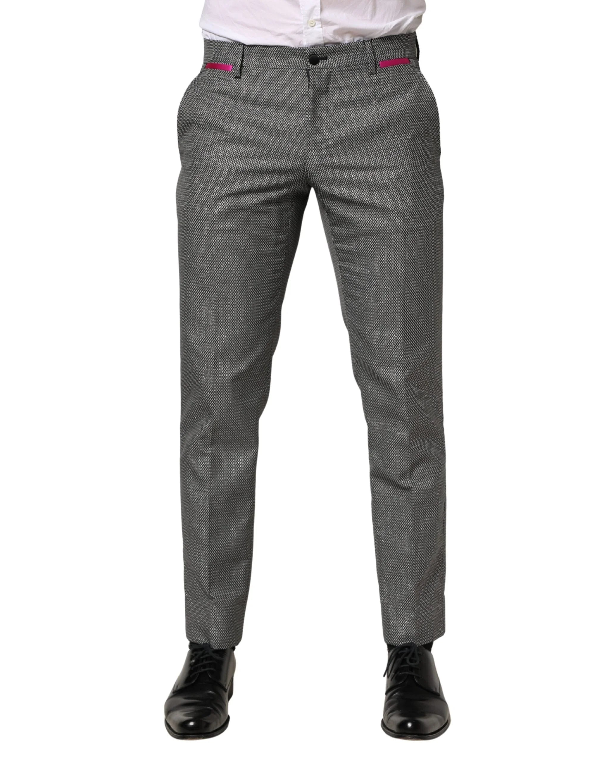 Dolce & Gabbana Gray Viscose Skinny Men Dress Trouser Pants - IT48 | M