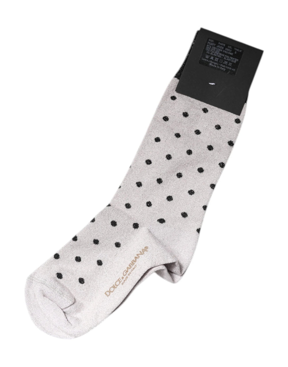 Dolce & Gabbana Gray Viscose Stretch Dotted Socks - S - Crew Socks