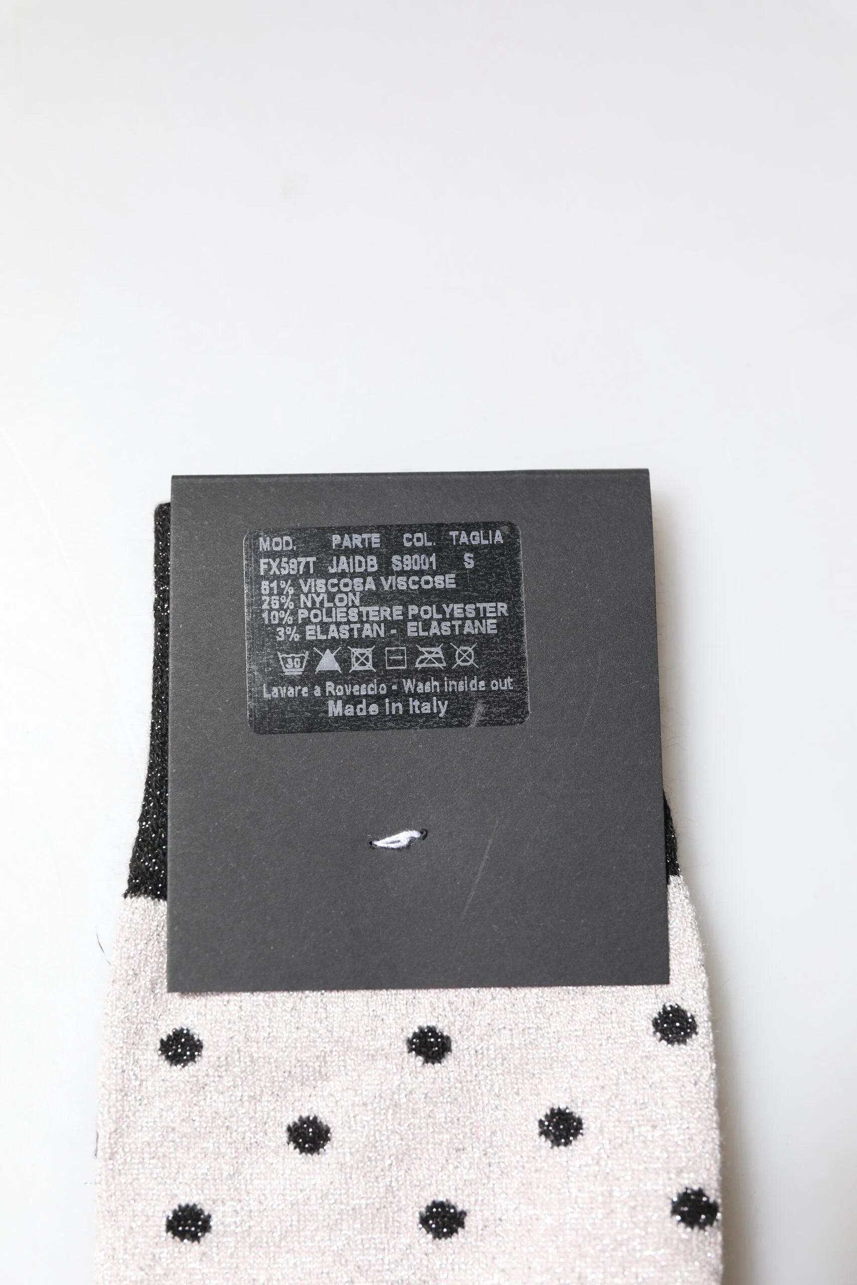 Dolce & Gabbana Gray Viscose Stretch Dotted Socks - S - Crew Socks