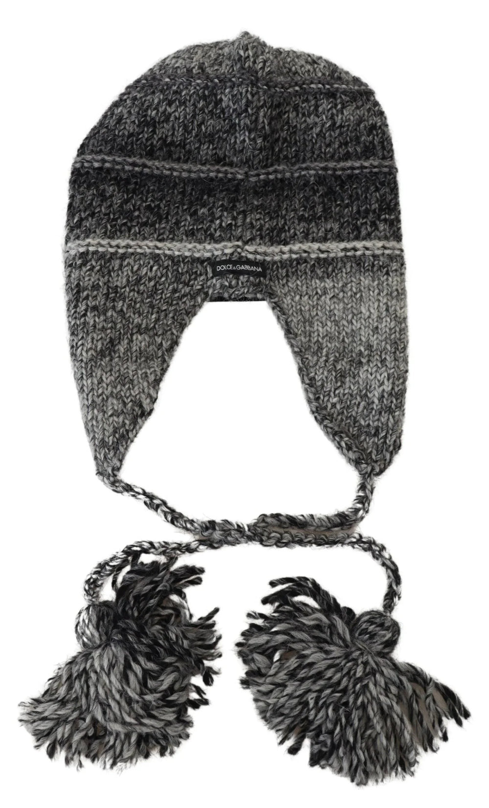 Dolce & Gabbana Gray Warm Fleece Ear Flaps Knit Beanie Hat - Beanies