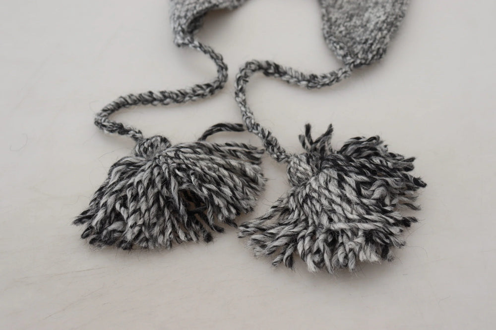 Dolce & Gabbana Gray Warm Fleece Ear Flaps Knit Beanie Hat - Beanies