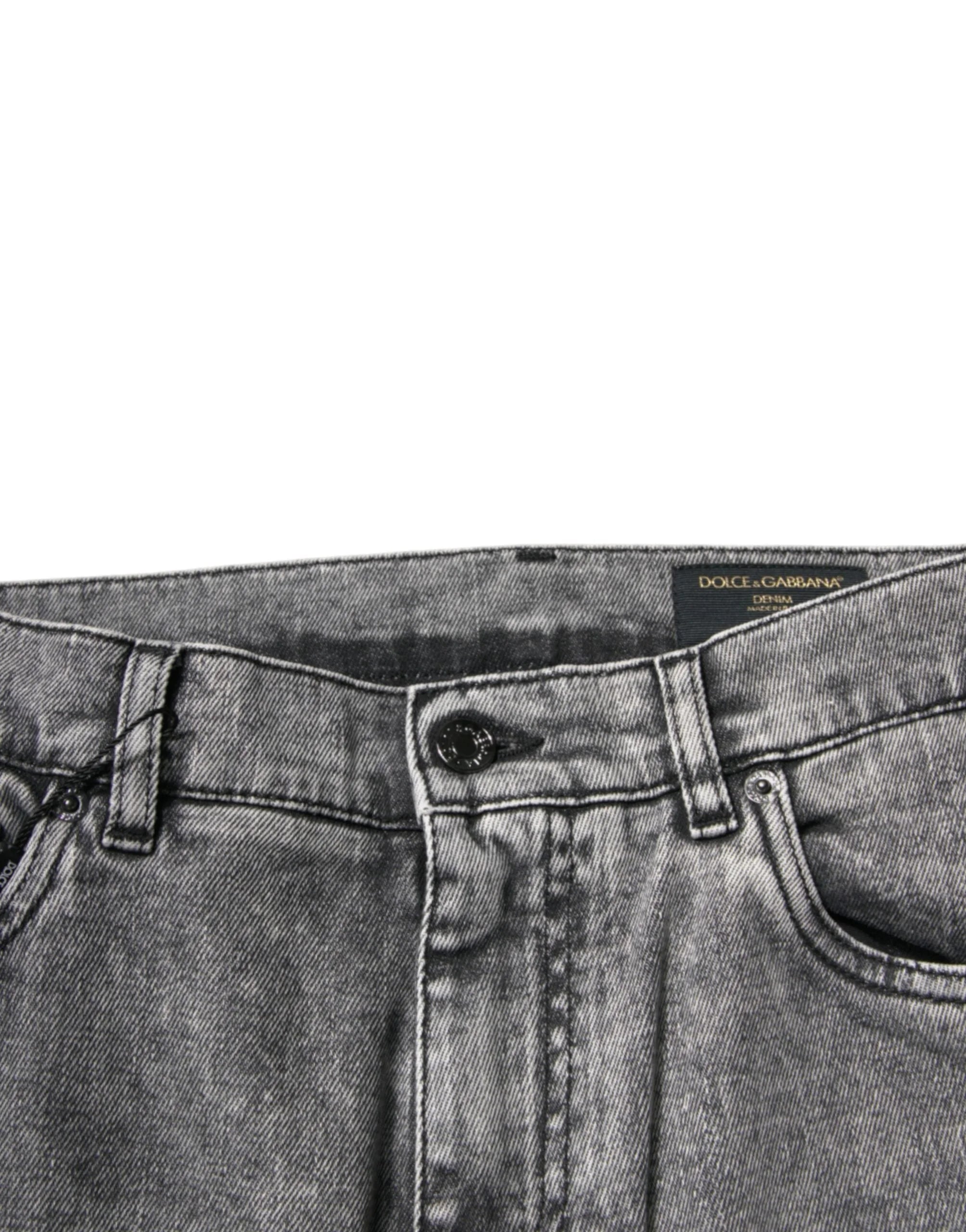 Dolce & Gabbana Gray Washed Cotton Skinny Denim Jeans - IT48 | M - Jeans