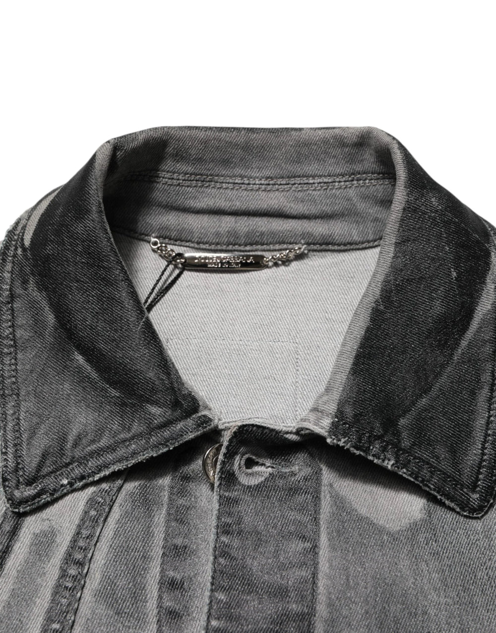 Dolce & Gabbana Gray Washed Cotton Stretch Denim Jacket - IT48 | M - Trucker Jackets
