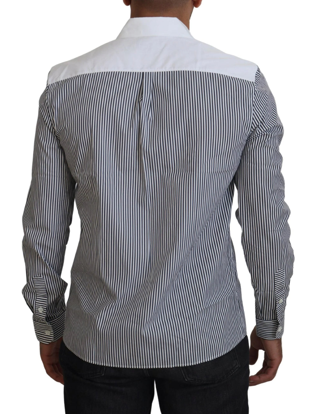 Dolce & Gabbana Gray White Striped Slim Fit Shirt - Shirts