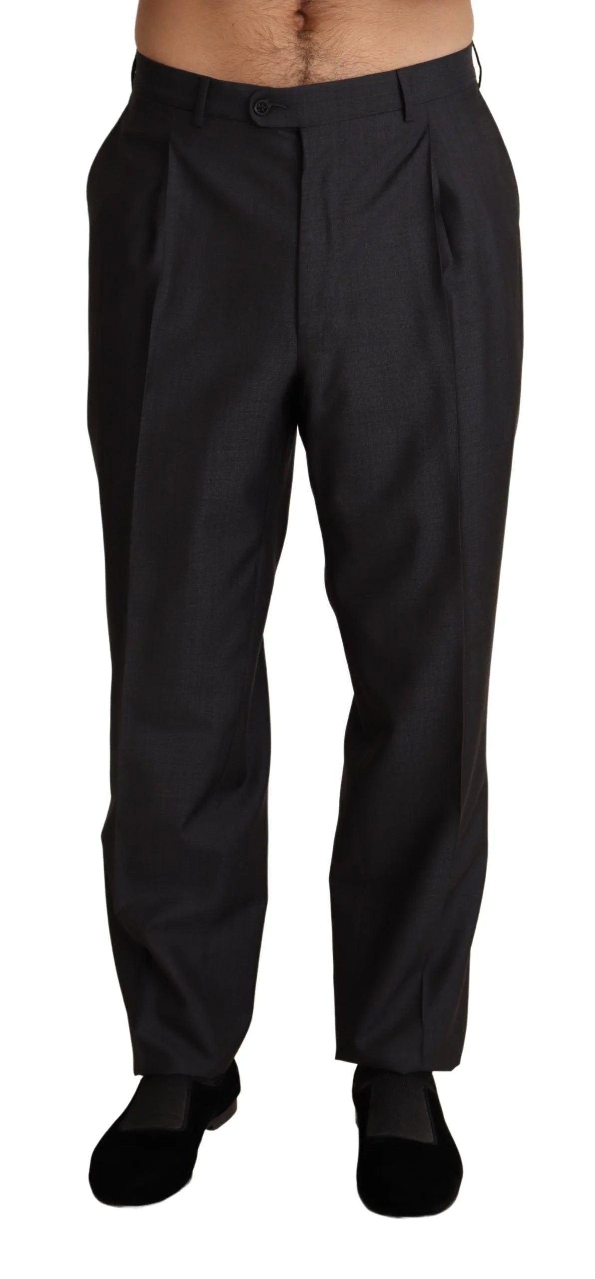 Dolce & Gabbana Gray Wool Blend Formal Trousers Pants - IT54 | XL - Trousers
