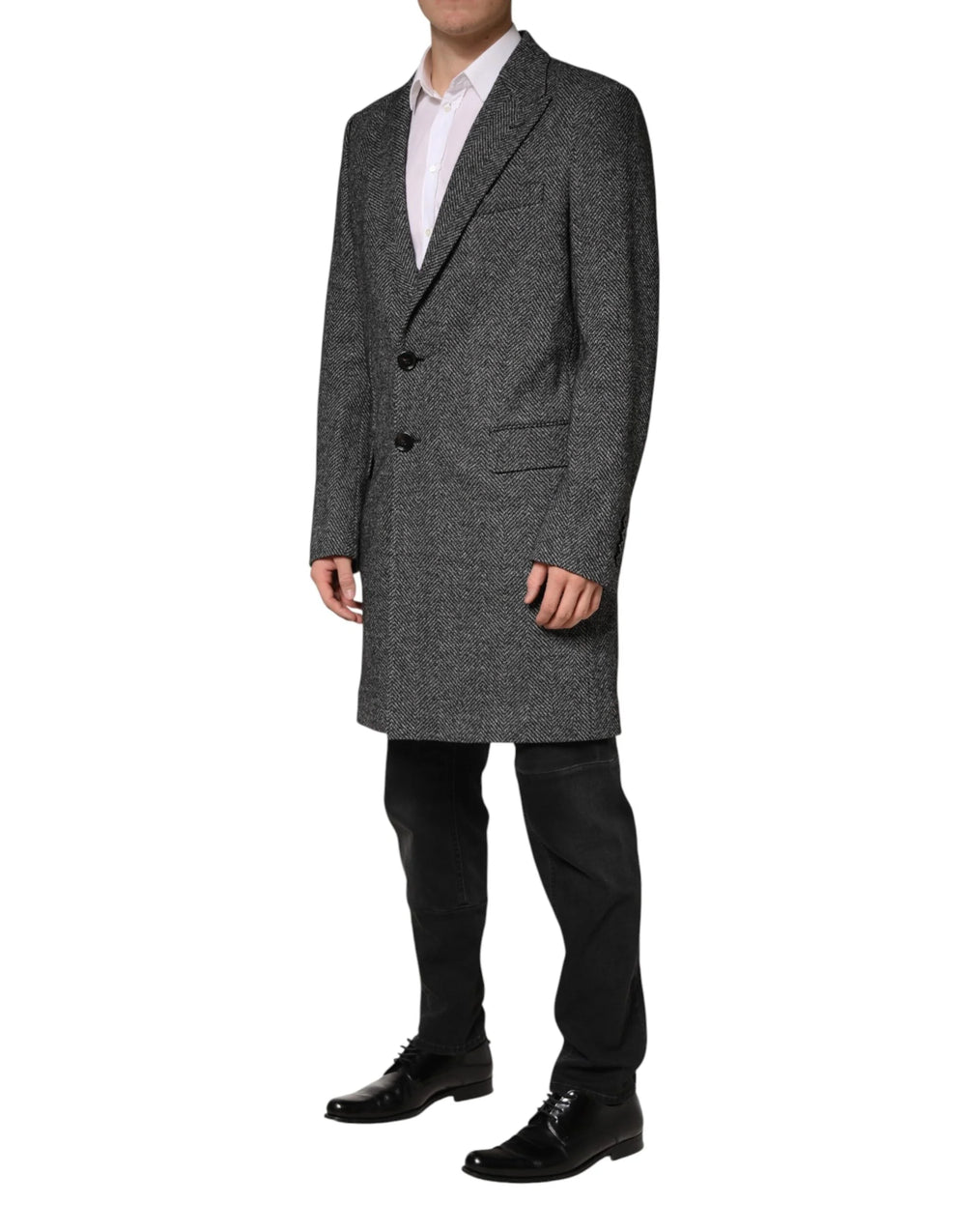 Dolce & Gabbana Gray Wool Blend Long Trench Coat Men Jacket - IT52 | XL