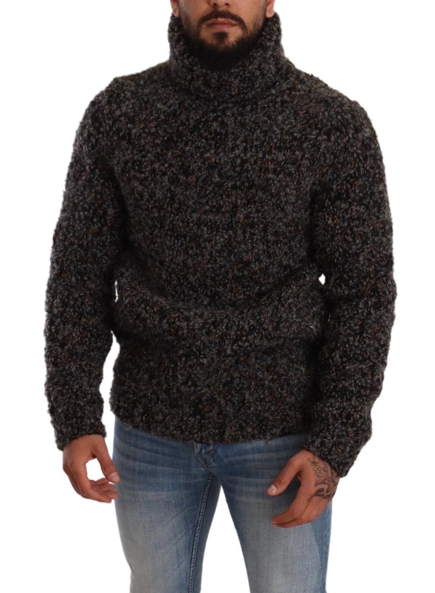 Dolce & Gabbana Gray Wool Blend Turtleneck Pullover Sweater - IT46 | S - Sweaters