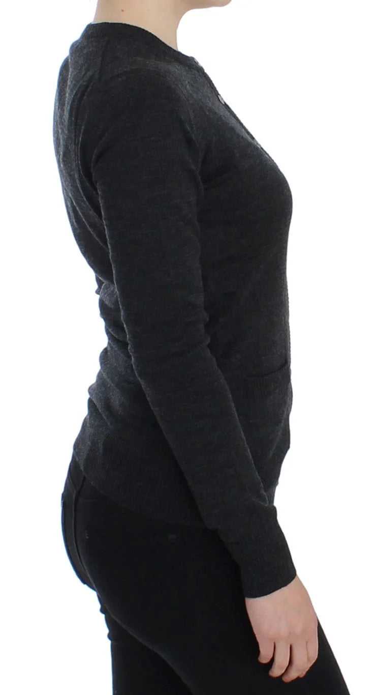 Dolce & Gabbana Gray Wool Button Cardigan Sweater - Cardigans