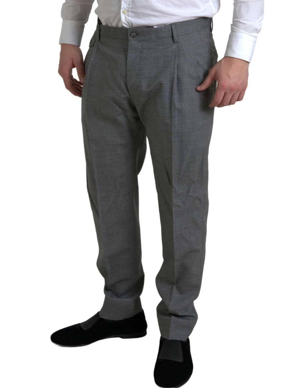 Dolce & Gabbana Gray Wool Chino Skinny Men Dress Trouser Pants - IT48 | M - Trousers