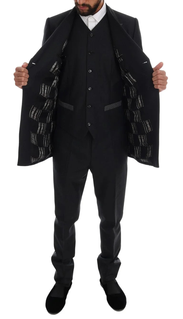 Dolce & Gabbana Gray Wool Double Breasted 3 Piece Suit - IT46 | S - Pant Suits