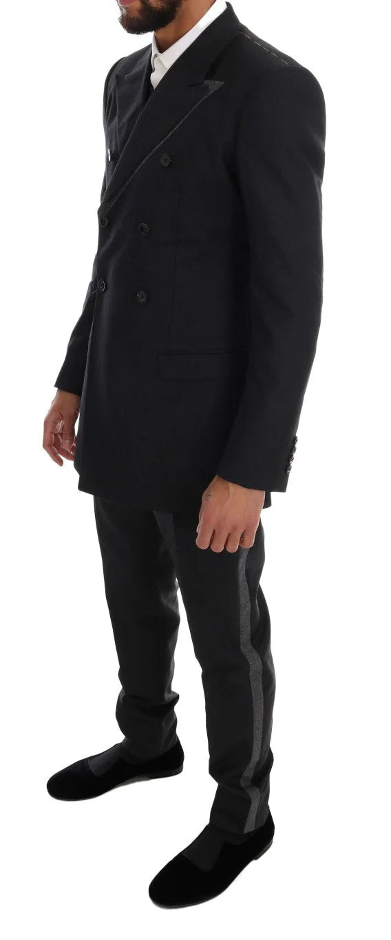 Dolce & Gabbana Gray Wool Double Breasted 3 Piece Suit - IT46 | S - Pant Suits