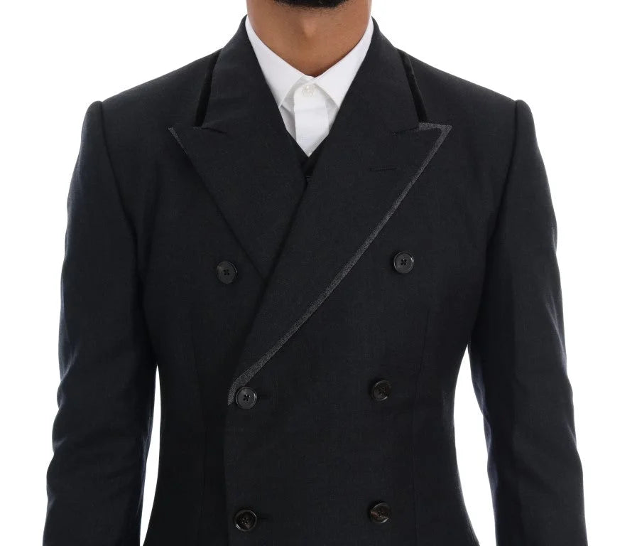 Dolce & Gabbana Gray Wool Double Breasted 3 Piece Suit - IT46 | S - Pant Suits