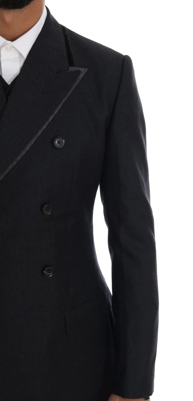 Dolce & Gabbana Gray Wool Double Breasted 3 Piece Suit - IT46 | S - Pant Suits