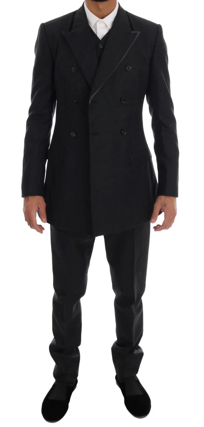 Dolce & Gabbana Gray Wool Double Breasted 3 Piece Suit - IT46 | S - Pant Suits