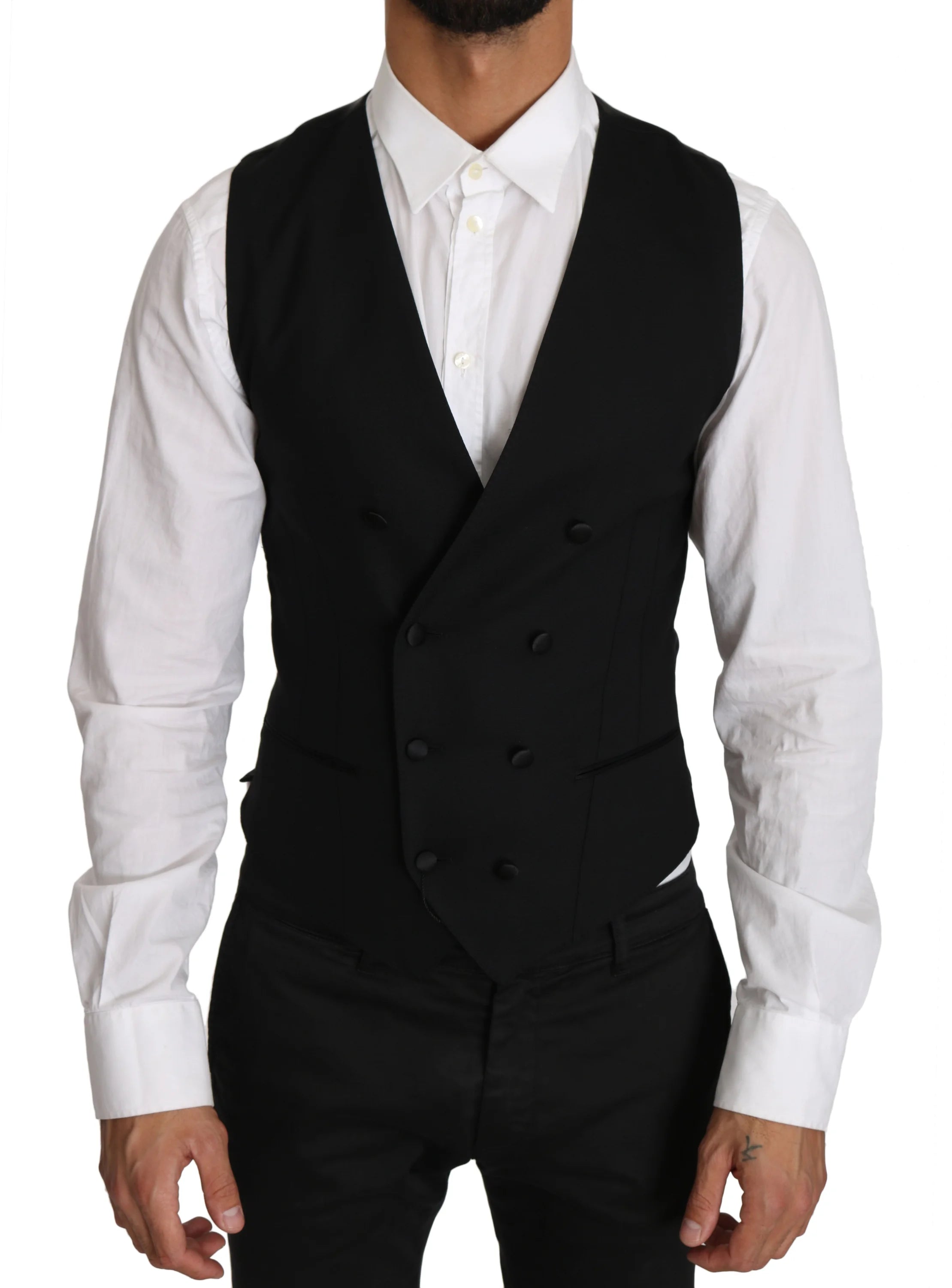 Dolce & Gabbana Gray Wool Double Breasted Waistcoat Vest - IT46 | S - Vests