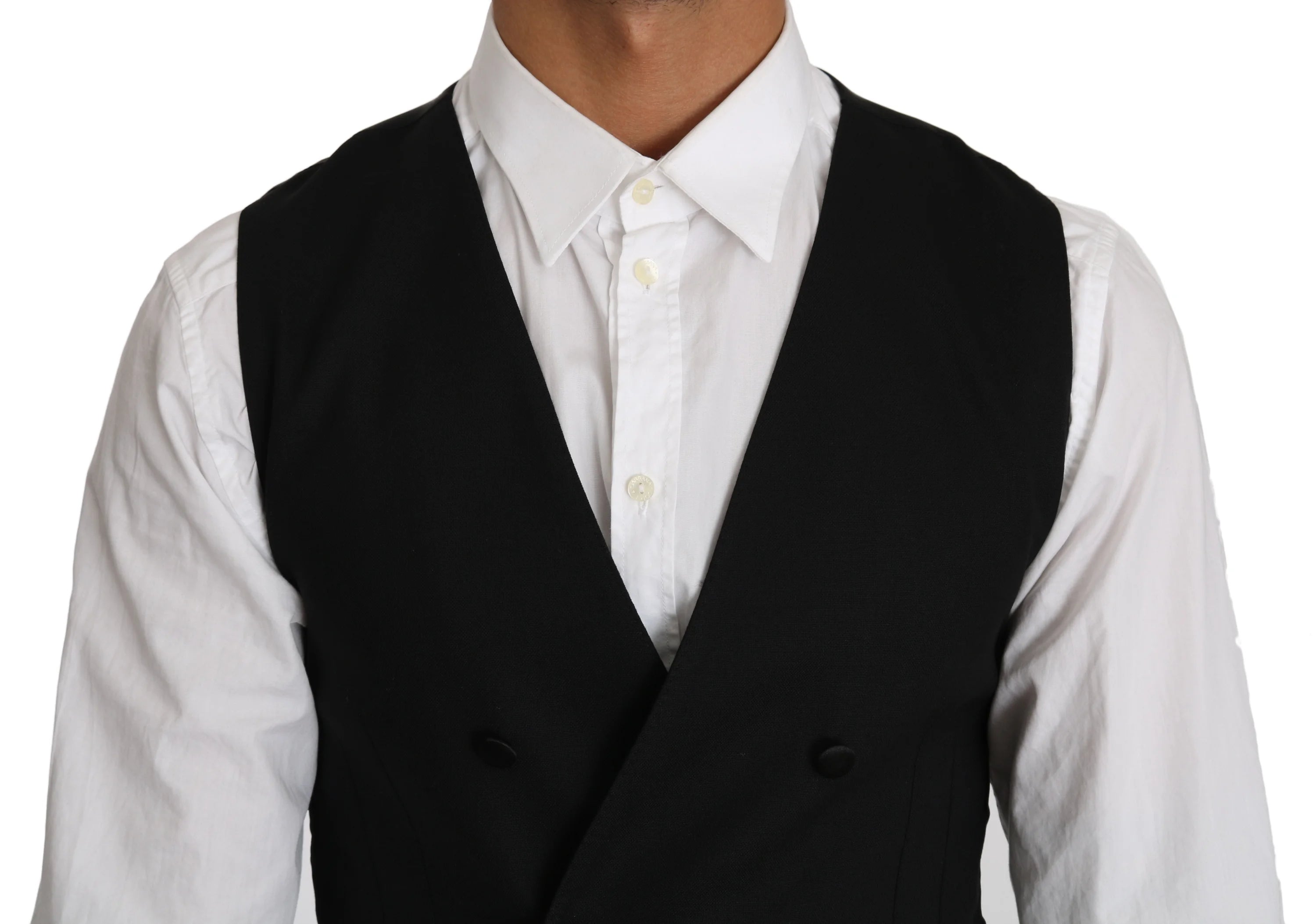 Dolce & Gabbana Gray Wool Double Breasted Waistcoat Vest - IT46 | S - Vests