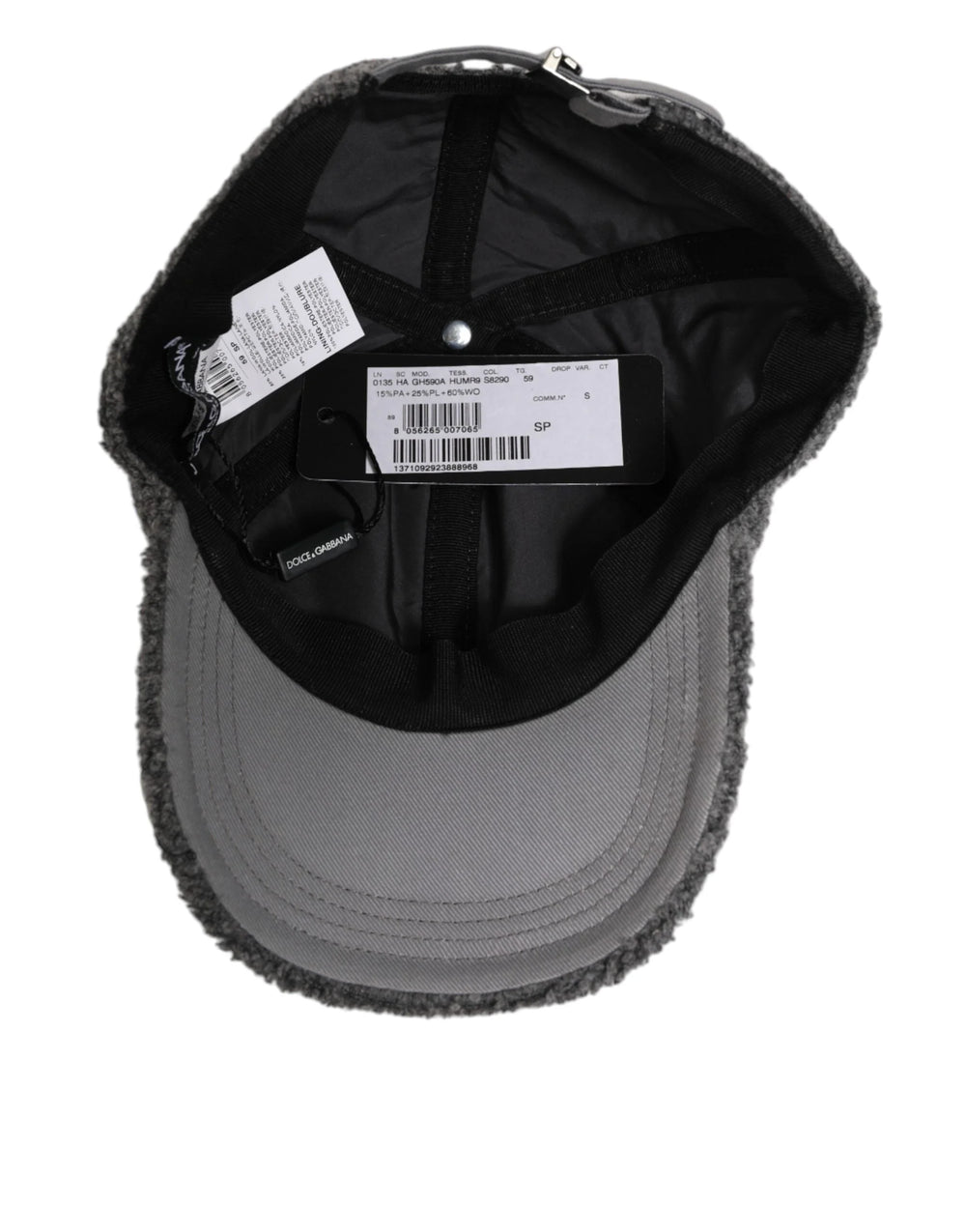 Dolce & Gabbana Gray Wool Fleece Rapper Men Baseball Capello Hat - 59 cm|L - Baseball Caps