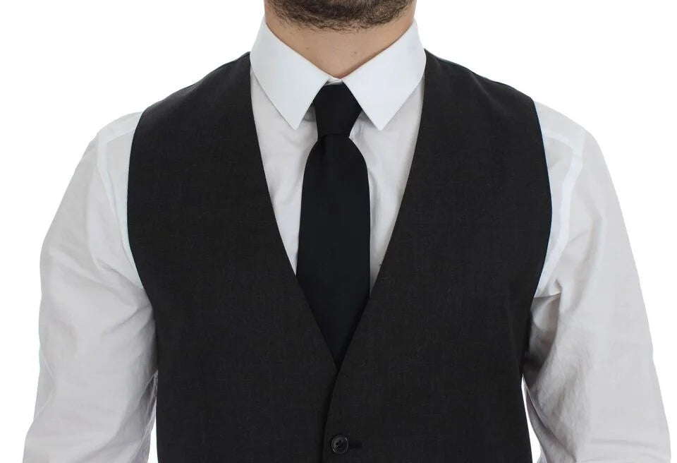Dolce & Gabbana Gray Wool Formal Dress Vest Gilet Weste - IT48 | M - Vests