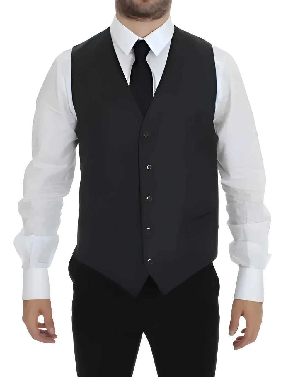 Dolce & Gabbana Gray Wool Formal Dress Vest Gilet Weste - IT48 | M - Vests