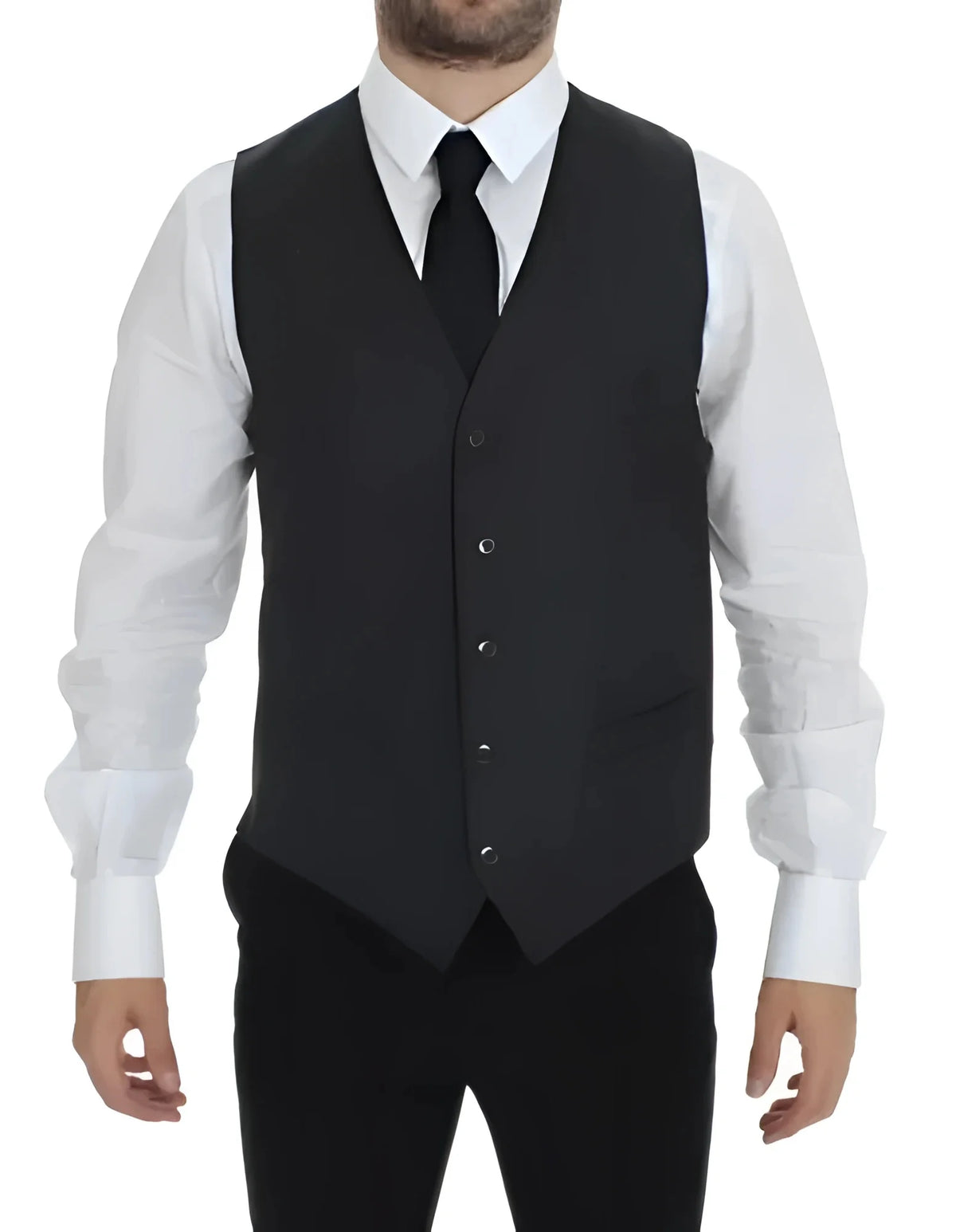 Dolce & Gabbana Gray Wool Formal Dress Vest Gilet Weste - IT48 | M - Vests