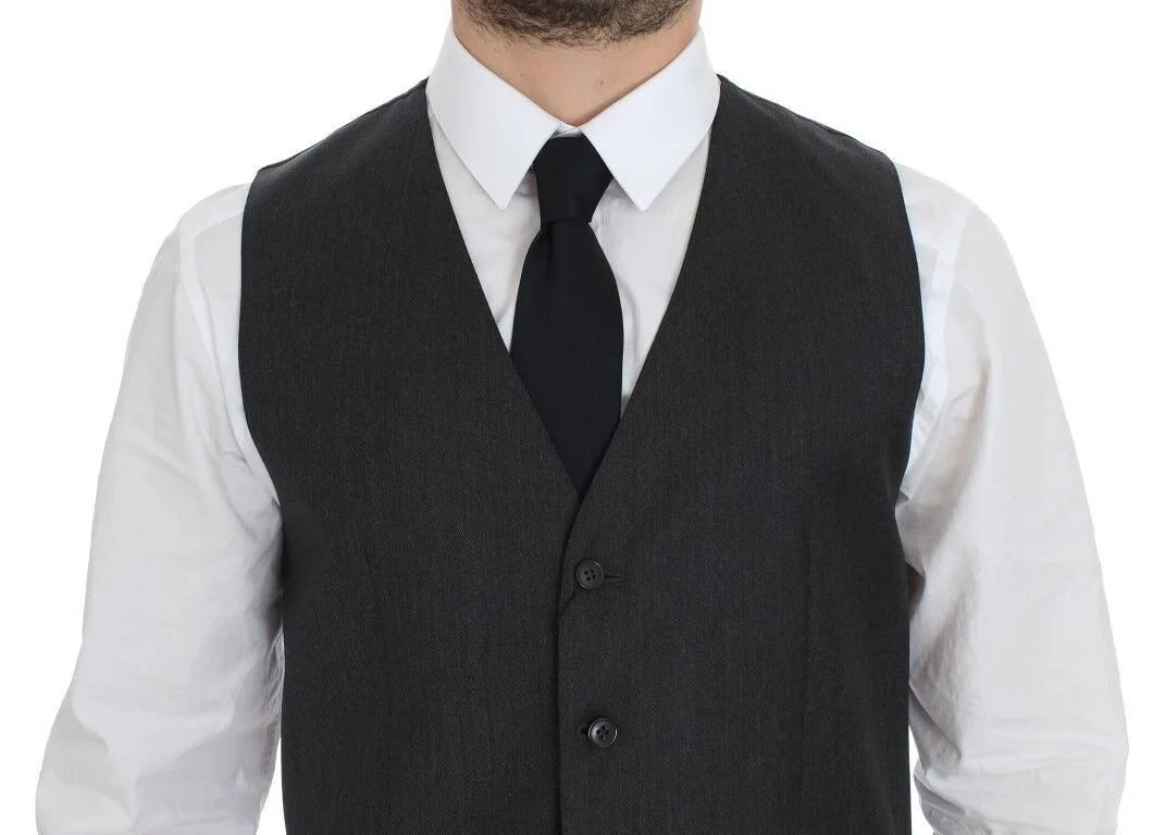 Dolce & Gabbana Gray Wool Formal Dress Vest Gilet Weste - IT48 | M - Vests