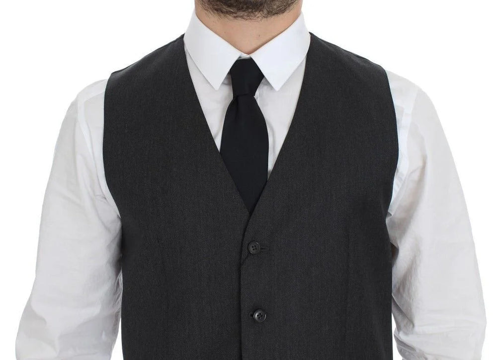 Dolce & Gabbana Gray Wool Formal Dress Vest Gilet Weste - IT48 | M - Vests