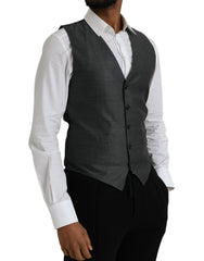 Dolce & Gabbana Szary Wełna Formal Dress Waistcoat Vest - IT48 | M