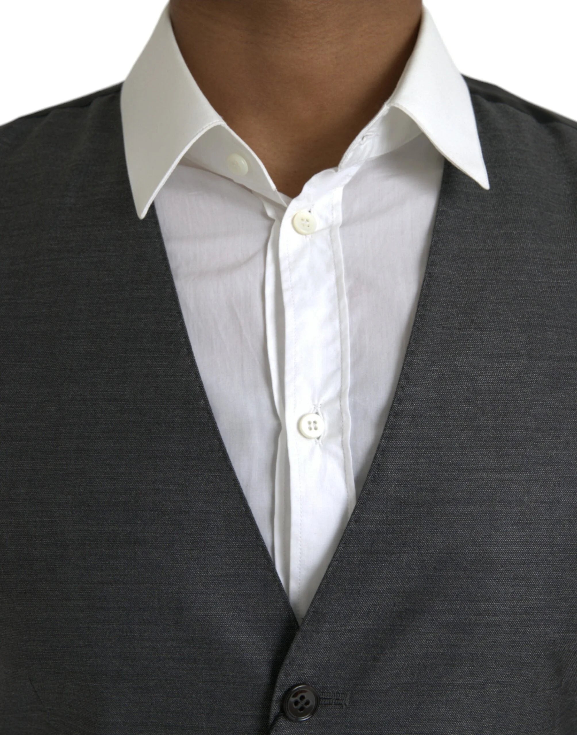 Dolce & Gabbana Szary Wełna Formal Dress Waistcoat Vest - IT48 | M