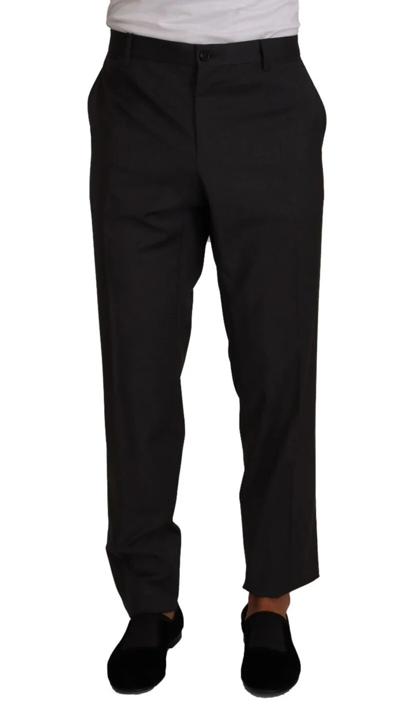 Dolce & Gabbana Gray Wool Formal Tuxedo Trouser Dress Pants - IT58 | XXL - Trousers