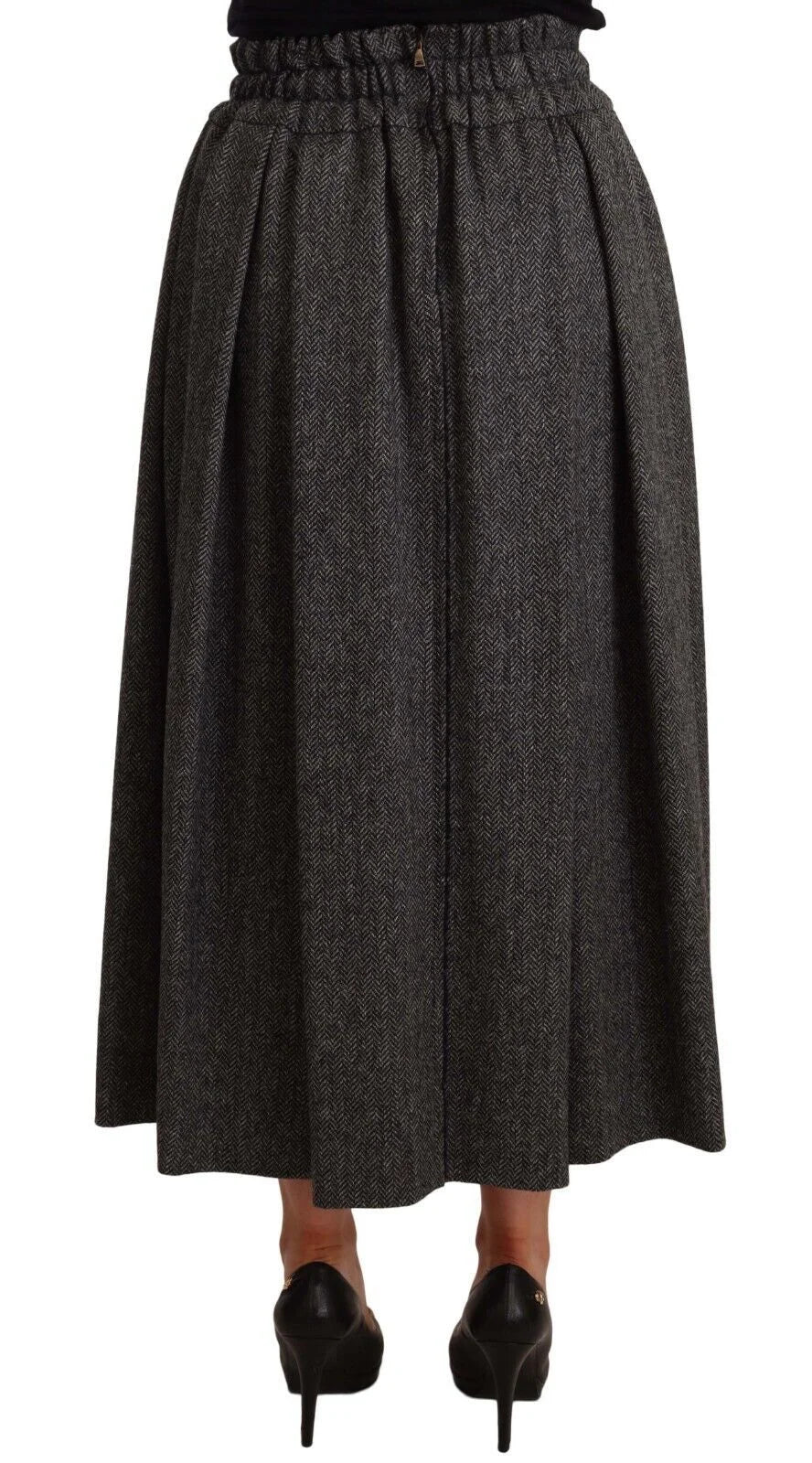 Dolce & Gabbana Gray Wool High Waist A-line PIECE Skirt - IT40|S - Skirts