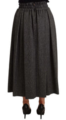 Dolce & Gabbana Gray Wool High Waist A-line PIECE Skirt - IT40|S - Skirts