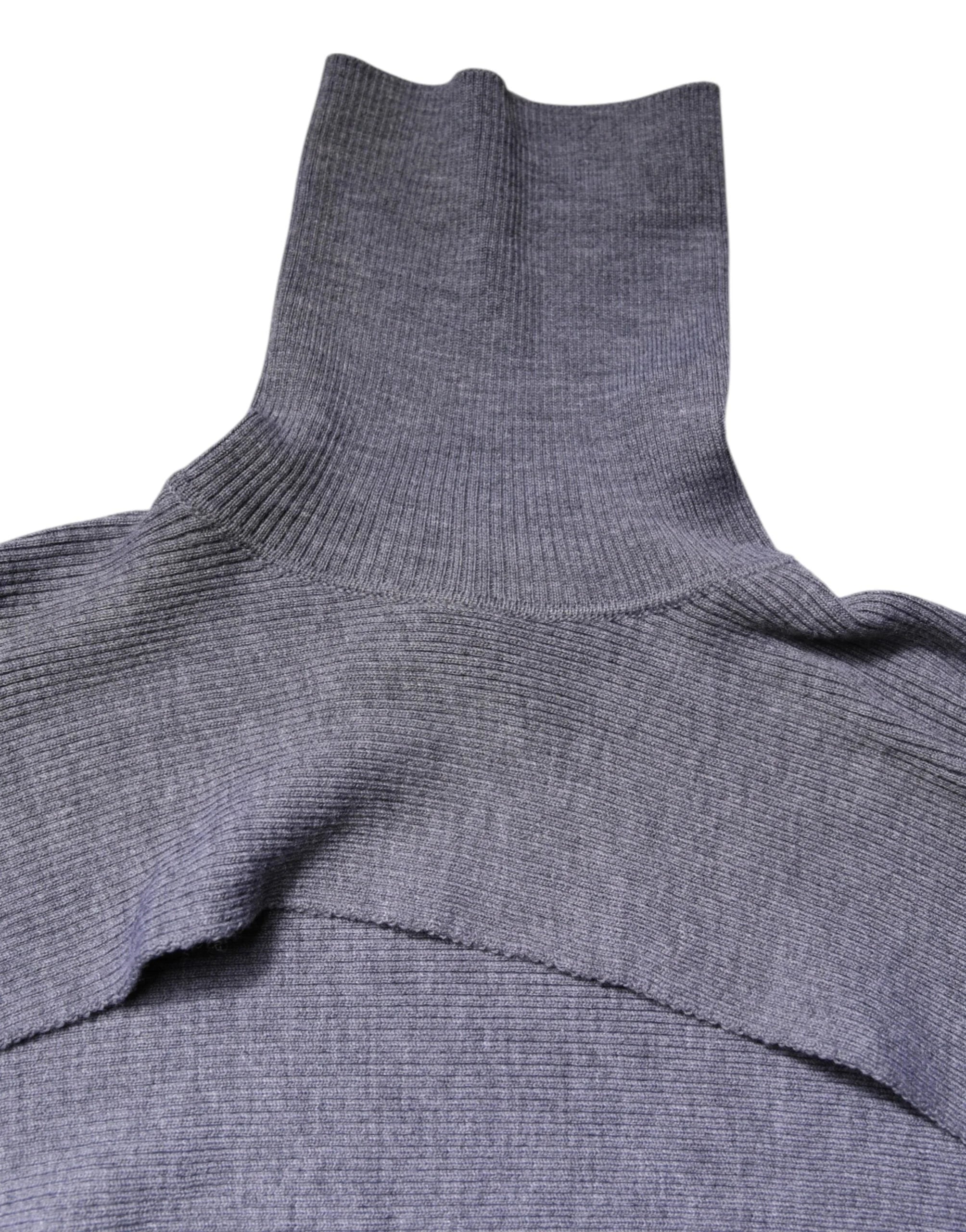 Dolce & Gabbana Gray Wool Knit Turtleneck Cropped Top Sweater - IT40|S - Sweaters